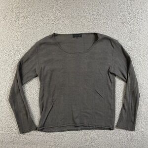 pazzo denim store shirt ribbed long sleeve shirt womens XL gray